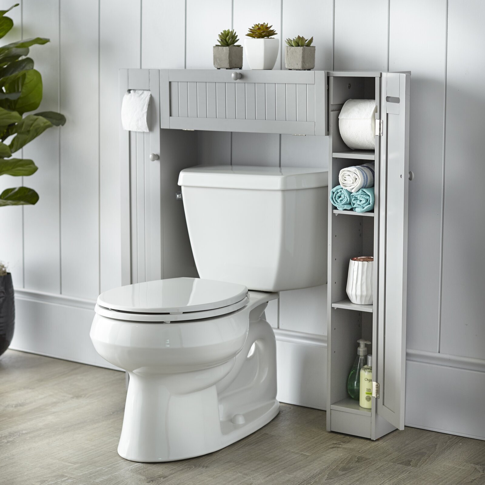 Camouflaged Storage Behind Toilet