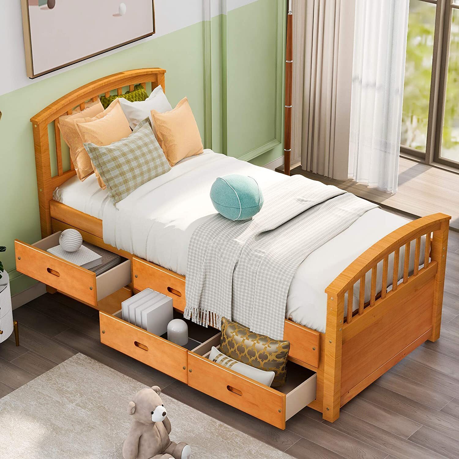 Captains bed with six drawers 