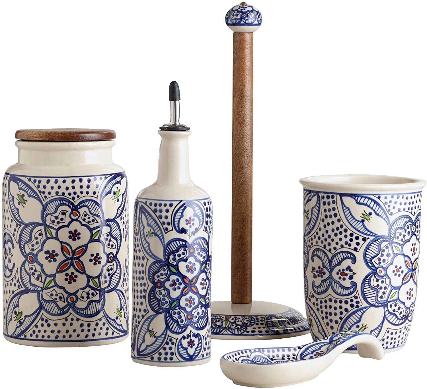 Ceramic oil and vinegar bottle in an accent hue