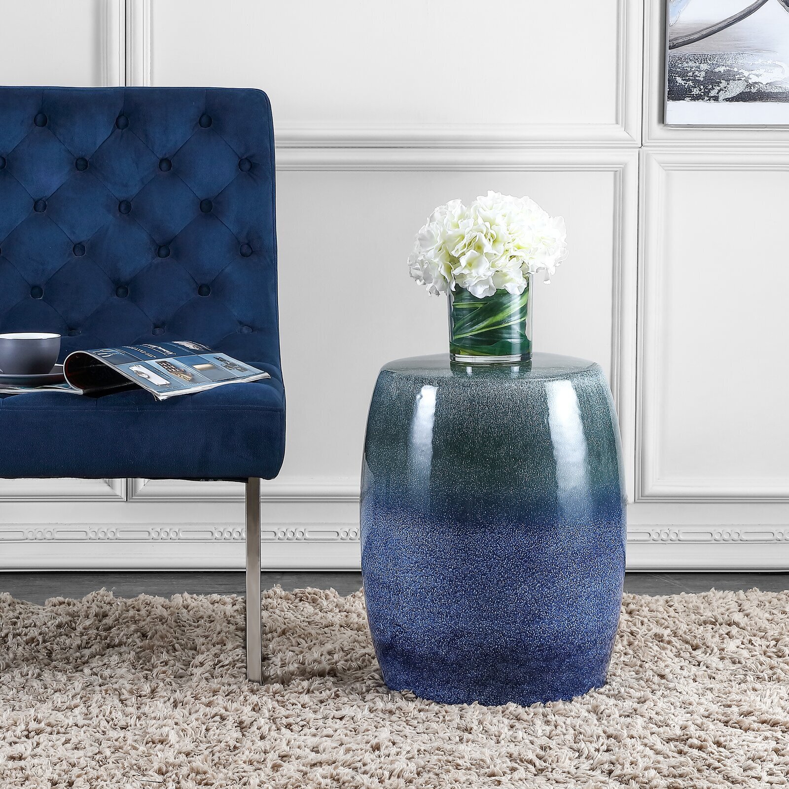 Ceramic Ombre Effect Garden Stool