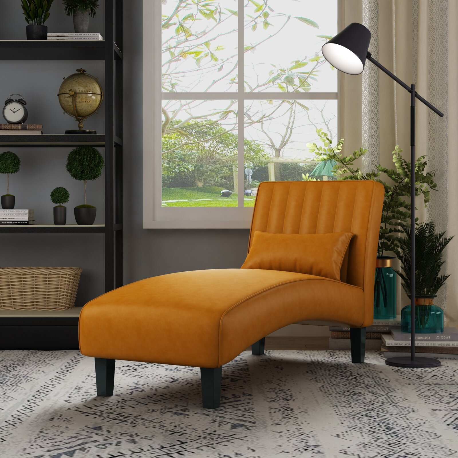 Chaise lounge leather in an eye catching accent color