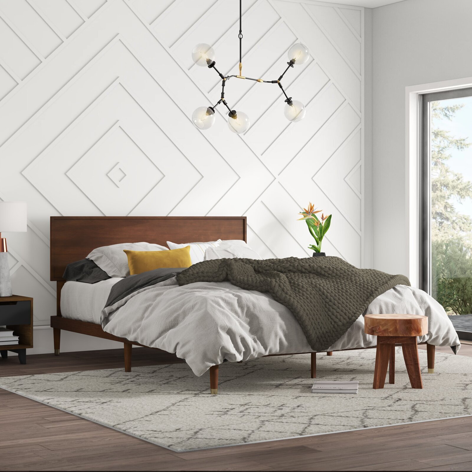 Cherry Japandi Solid Pine Bed Frame