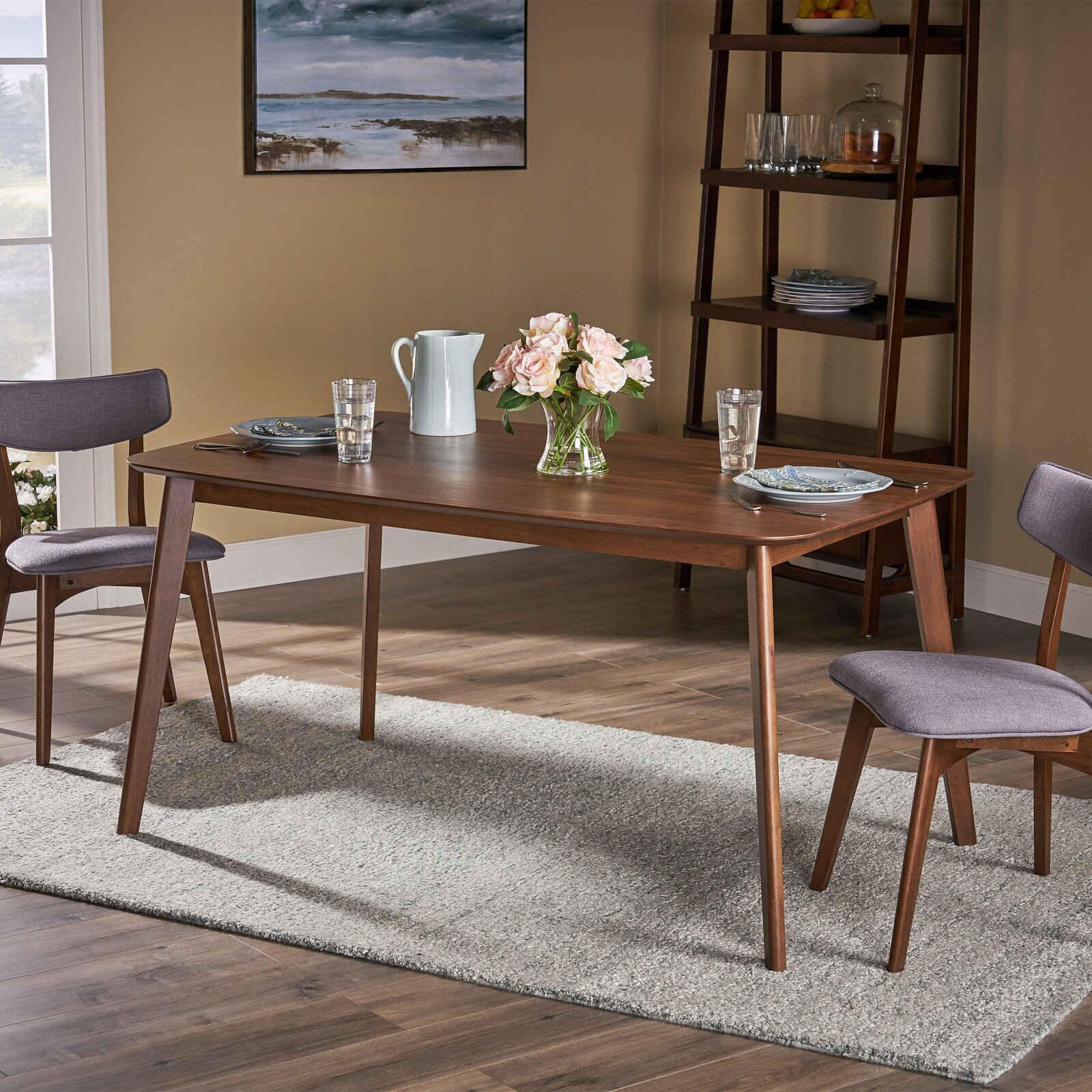Chocolate Coloured Solid Wood Dining Table 