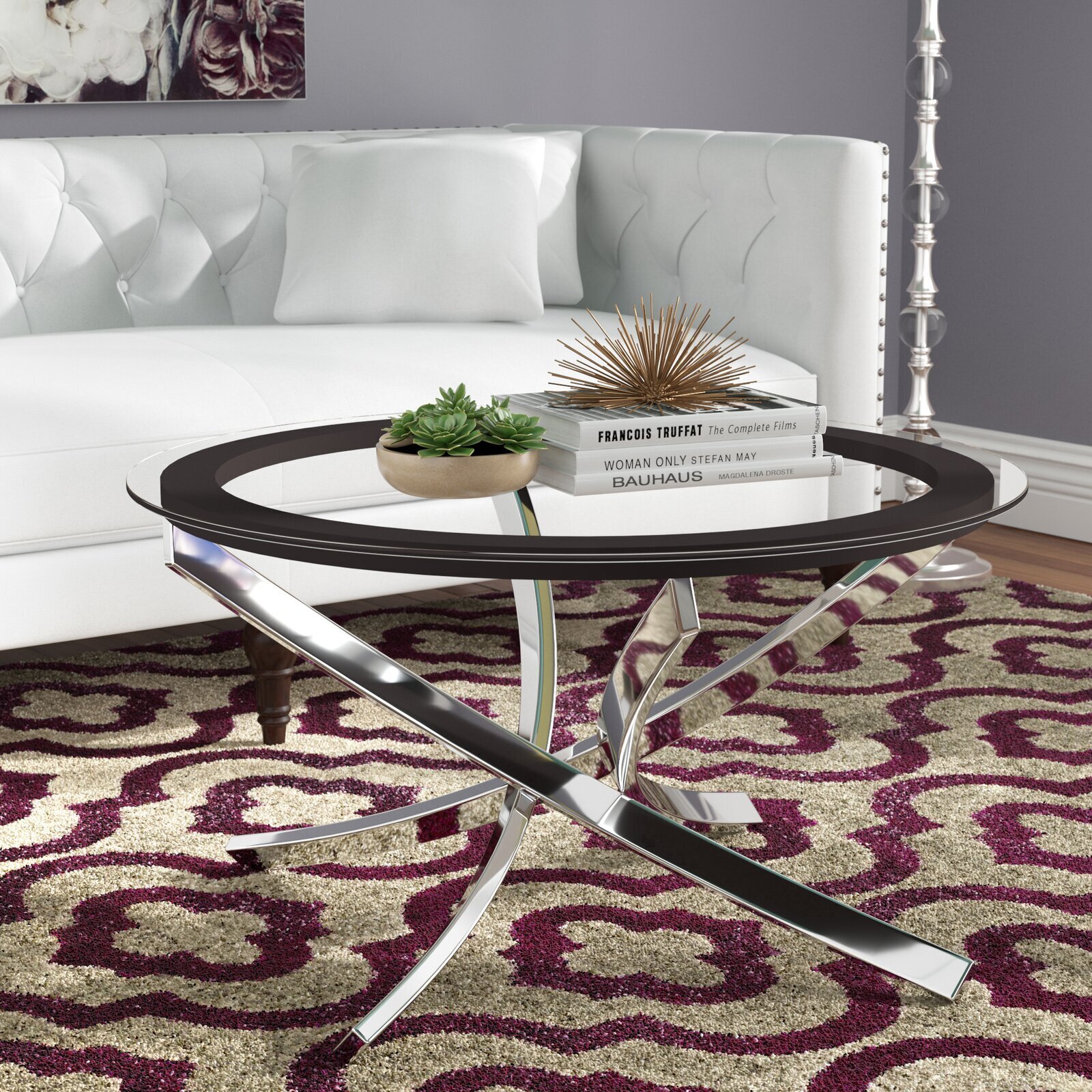 Chrome and Glass Round Coffee Table