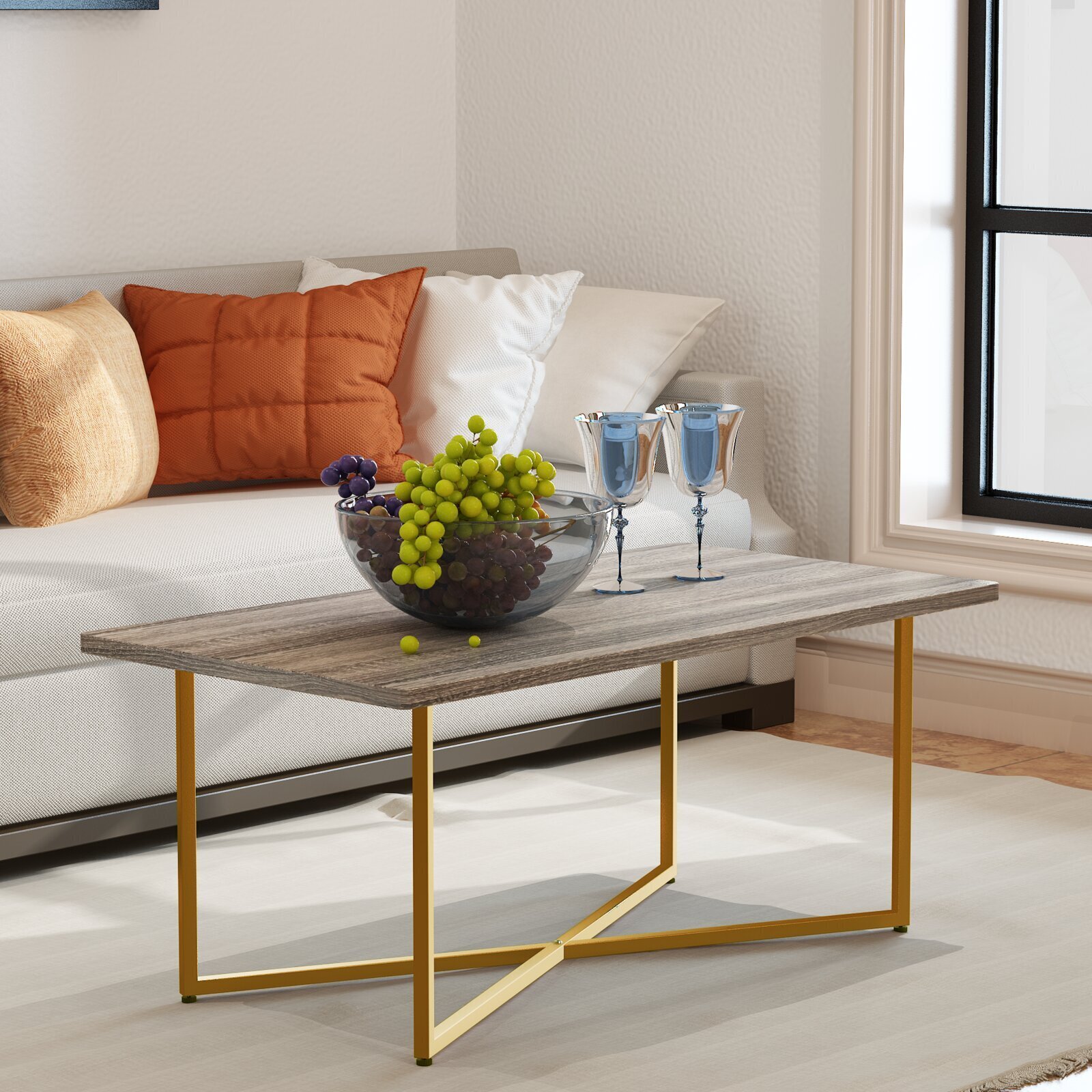 Chrome wood coffee table 