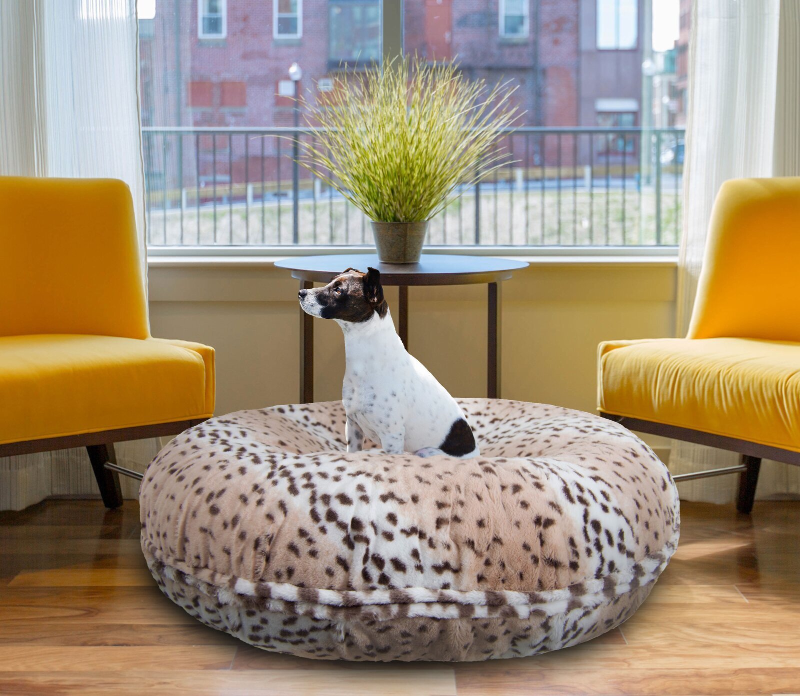 Circular Leopard Dog Bed 