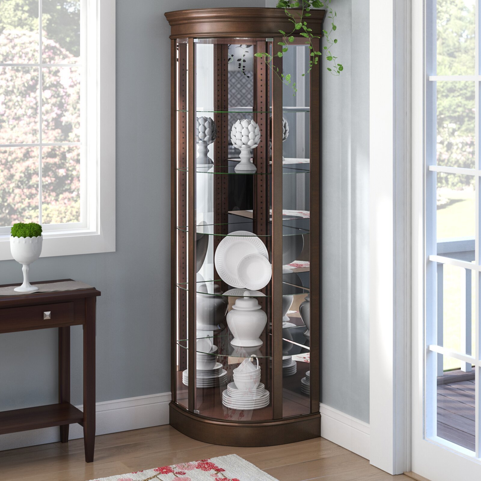 Classic Rounded Corner Curio Cabinet