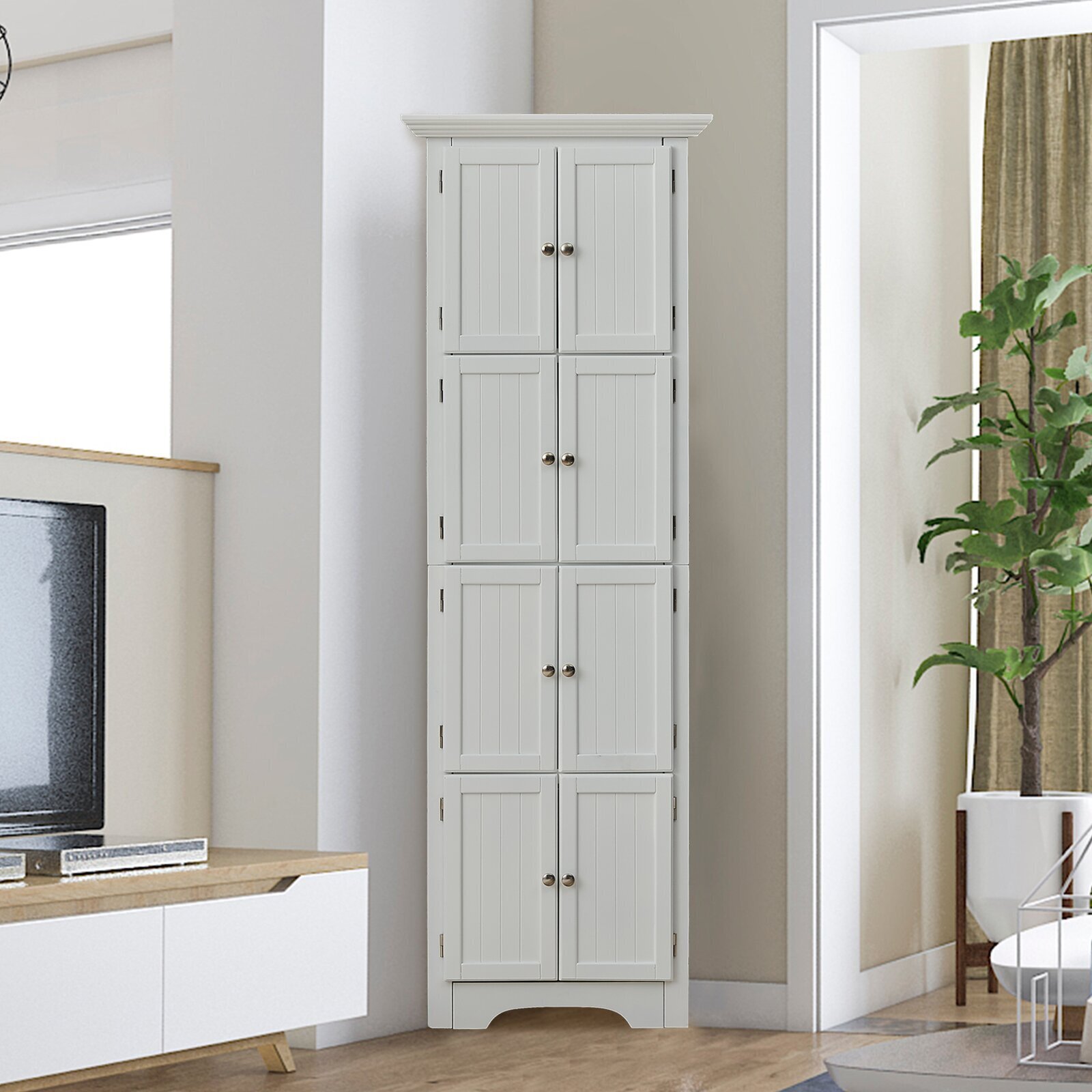Classic Tall Corner Cabinet with Doors