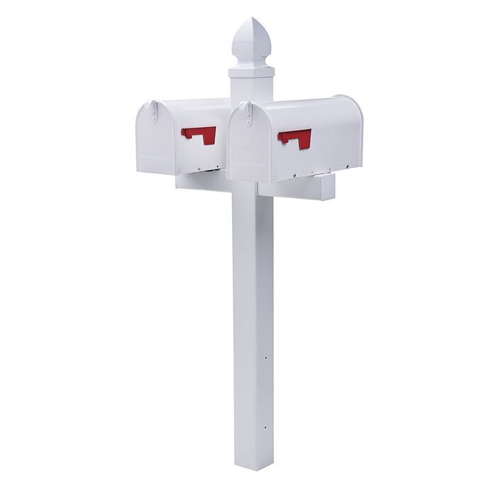 Classic White Two Mailbox Pastoral Post