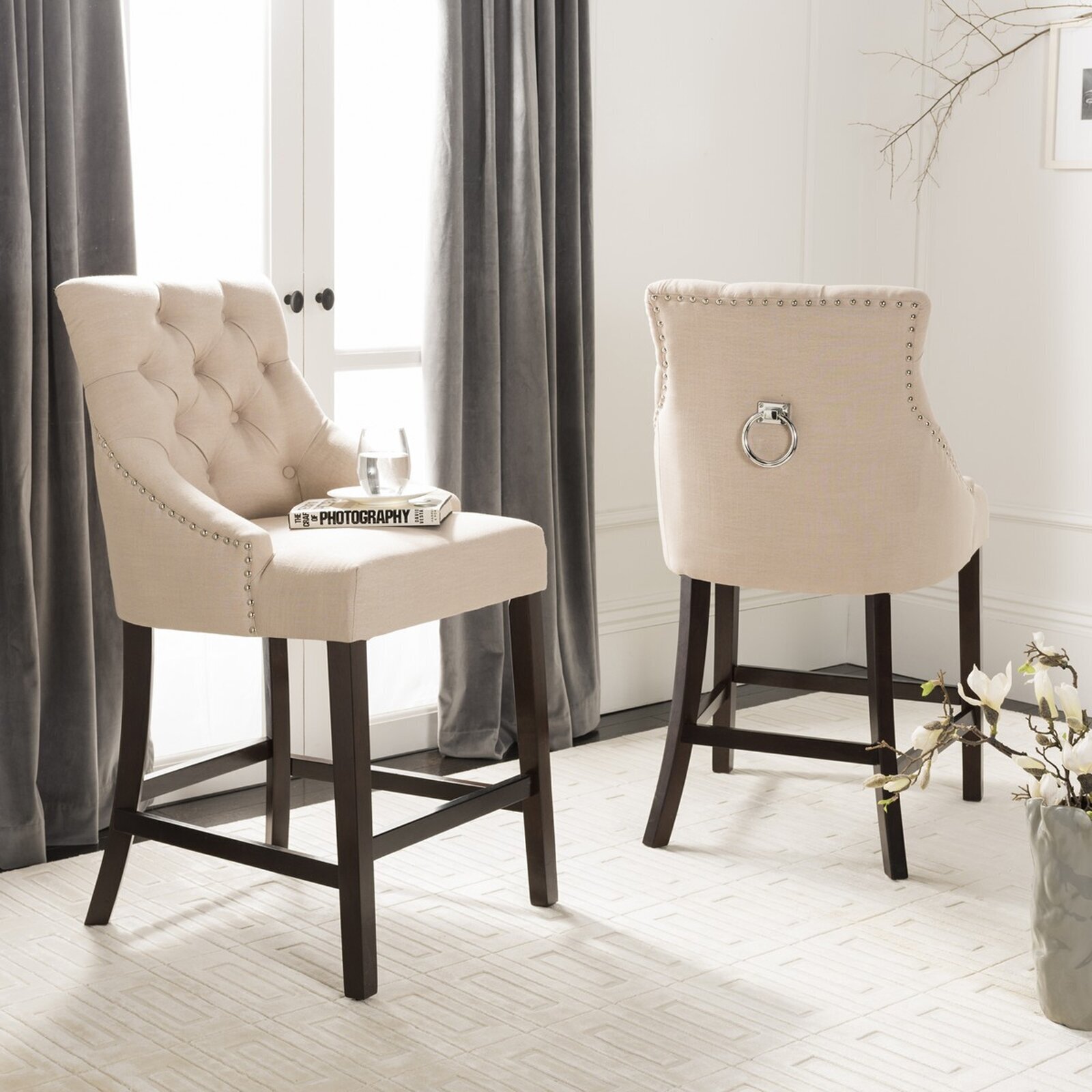 Classy cream bar stools with backs