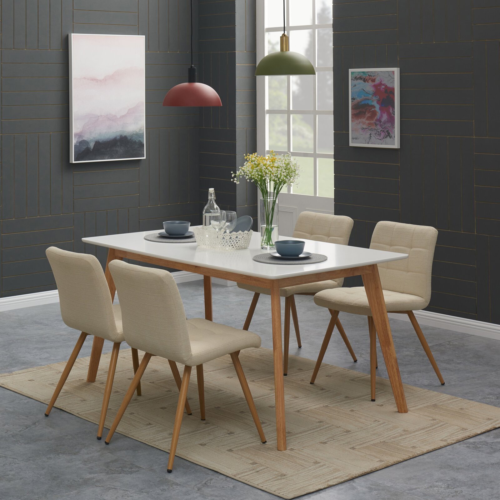 Clean Lined Solid Wood Dining Table 