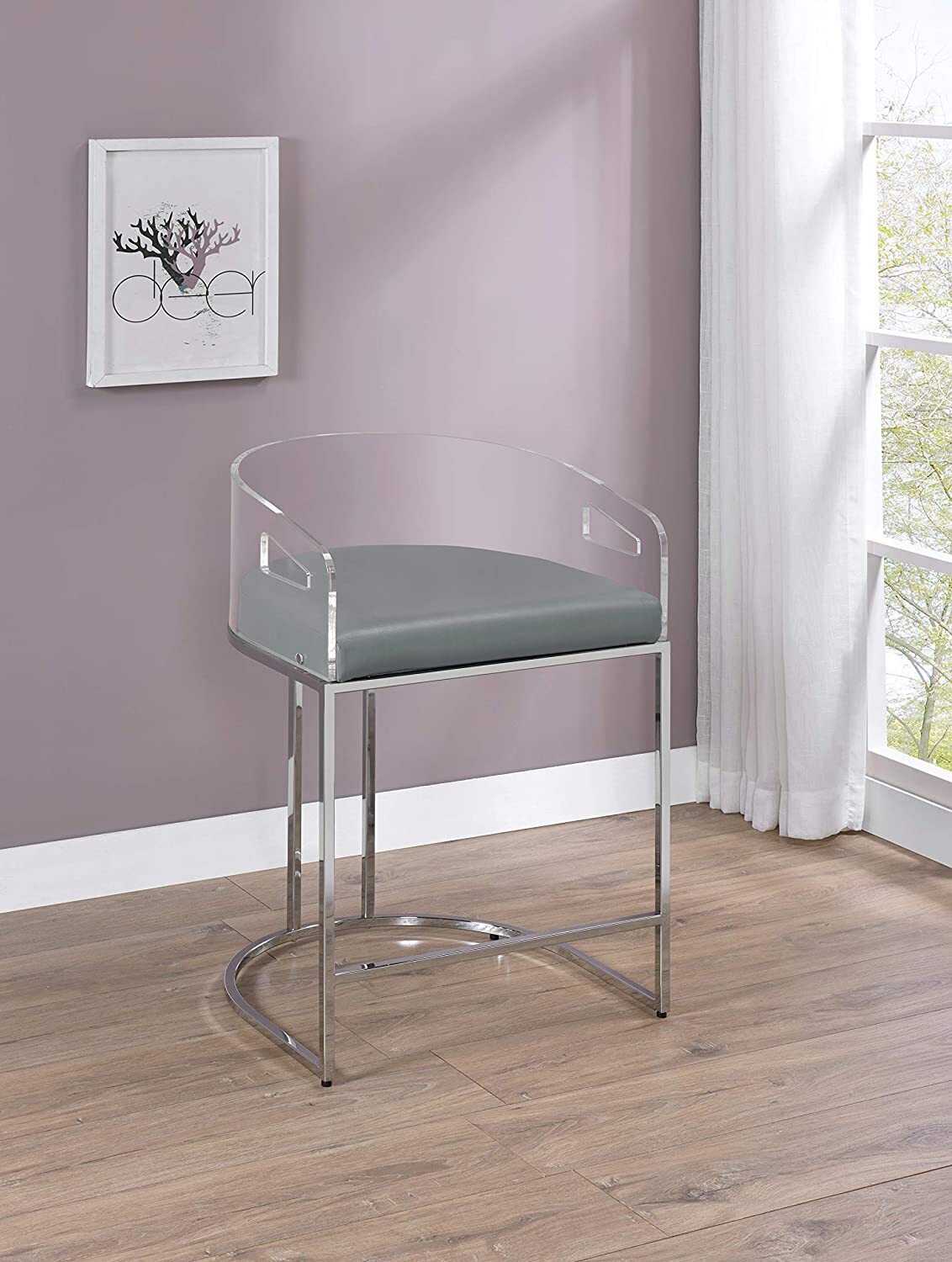 Clear ghost counter stools with colorful seat