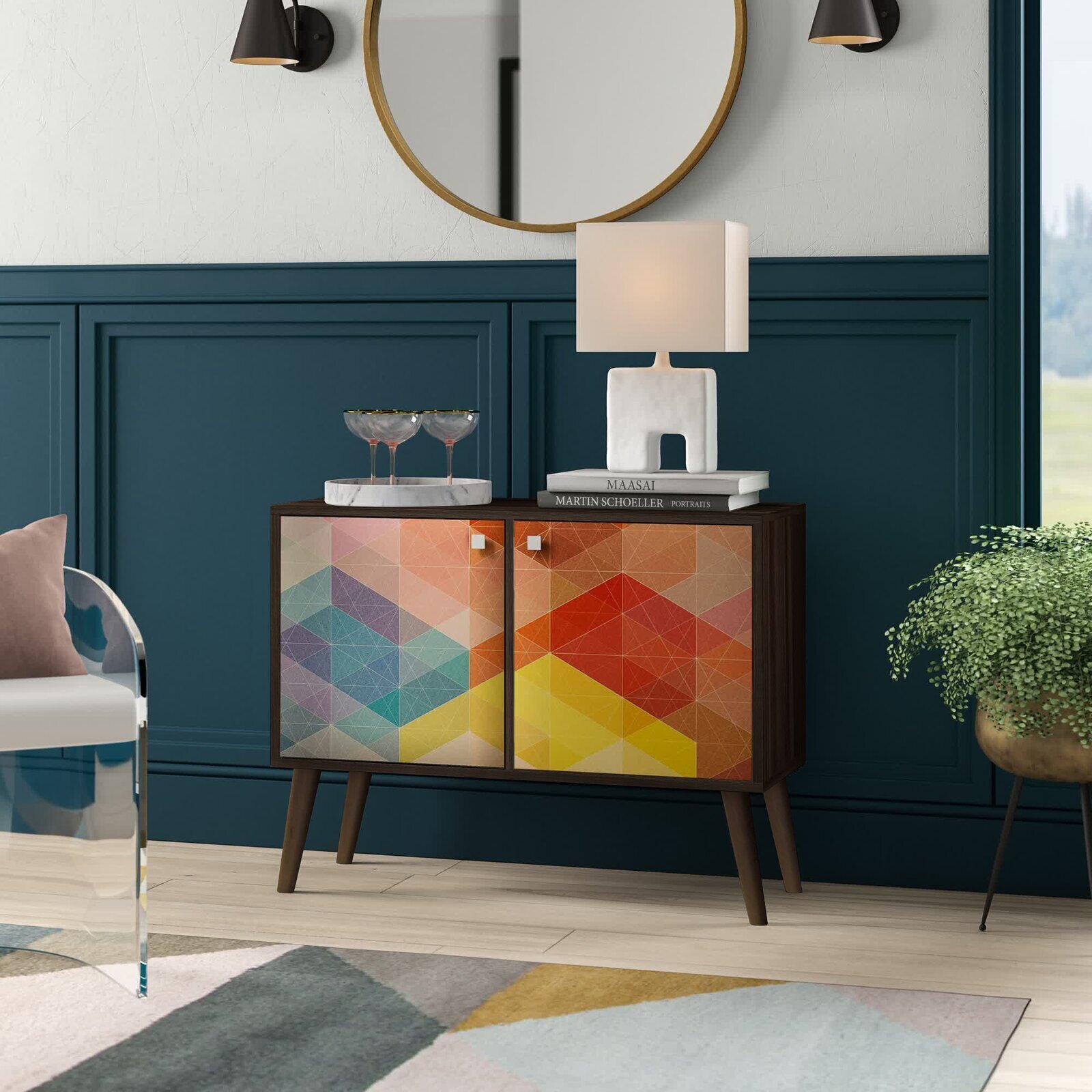 Colorful Art Deco Storage Cabinet