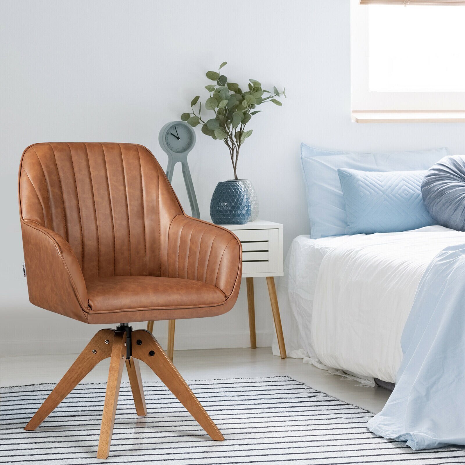 Comfortable Leather Swivel Armchair