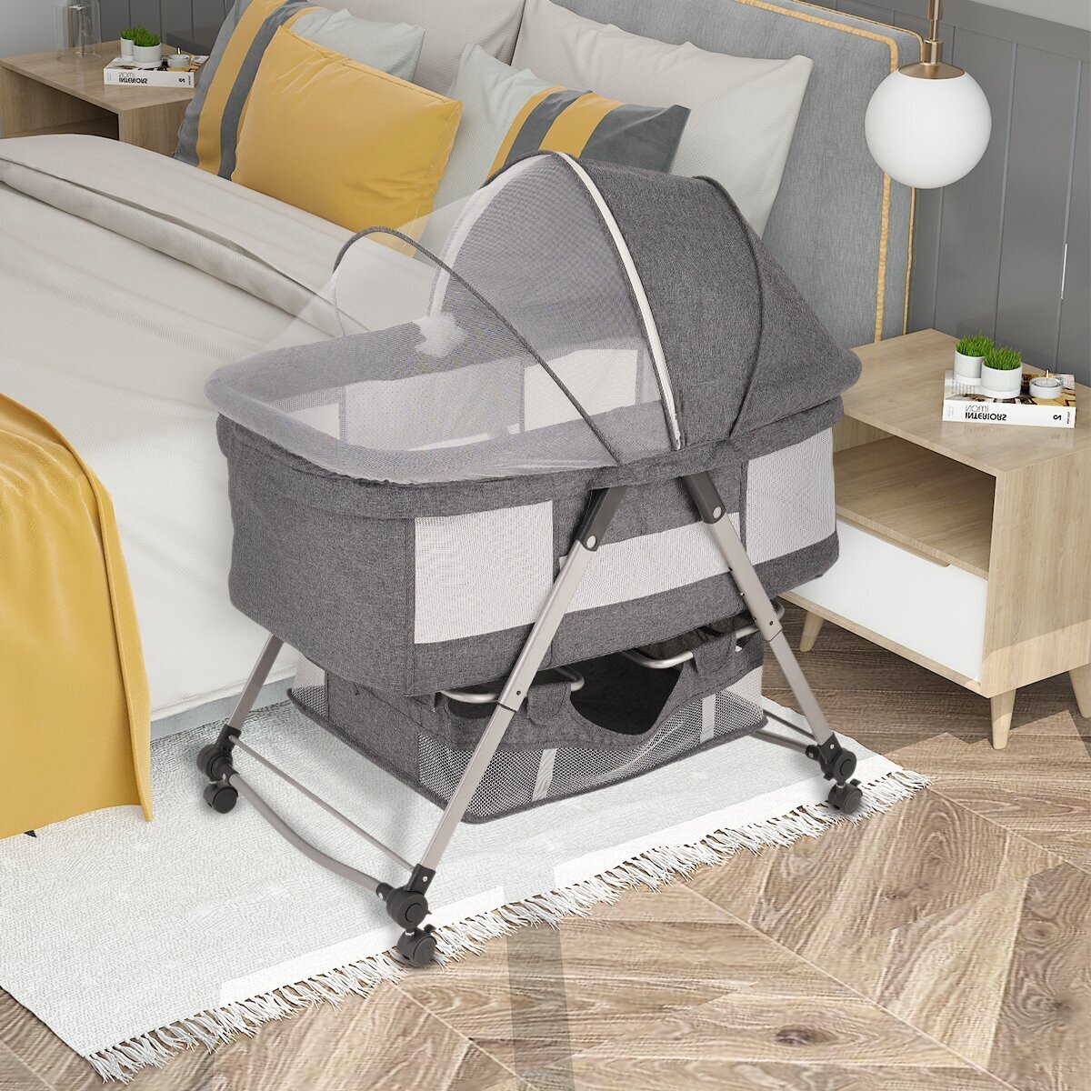 Compact Mini Crib with Storage