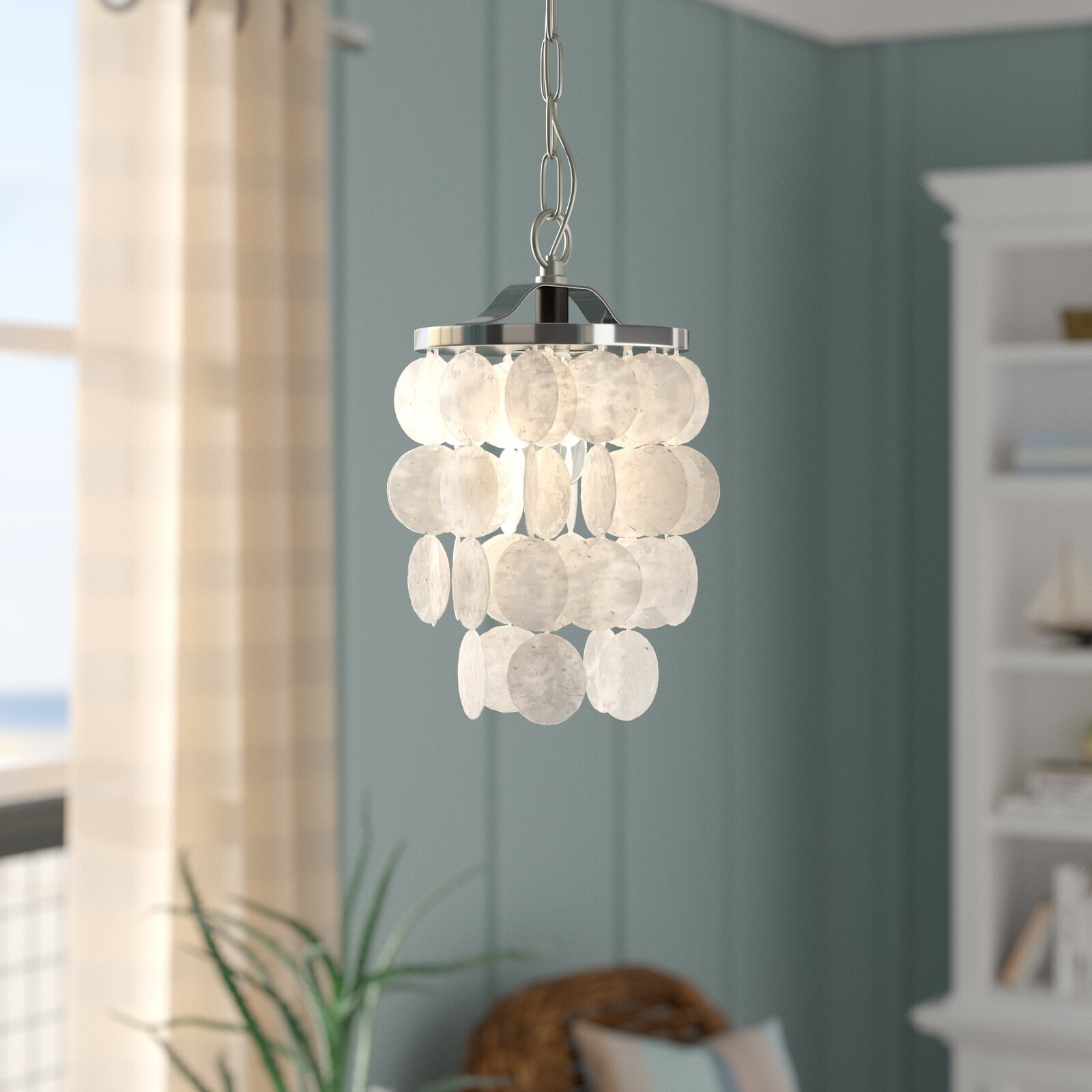 Compact Single Light Capiz Lamp