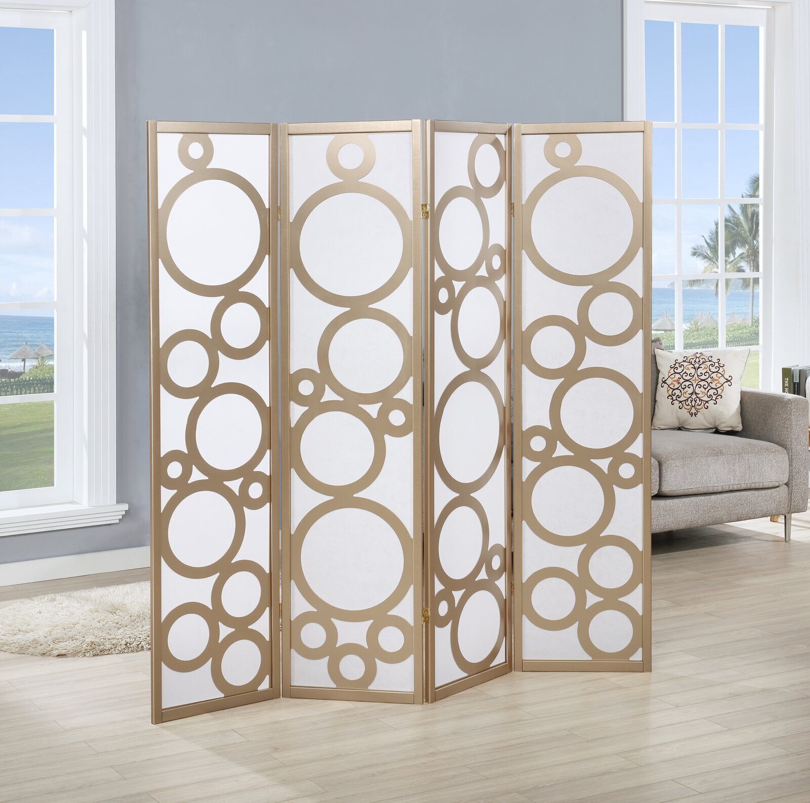 Contemporary Circle Design Solid Wall Divider