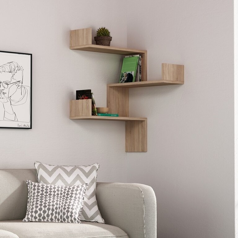 Contemporary corner floating shelves