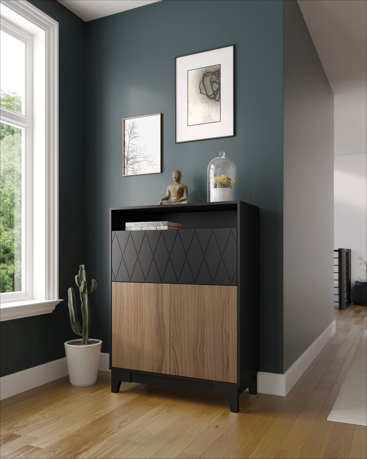 Contemporary Tall Secretary Cabinet  