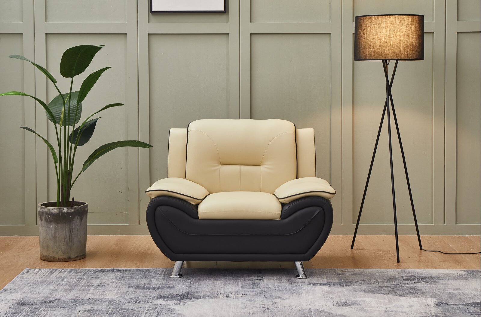 Contemporary Two Toned Leather Chair 