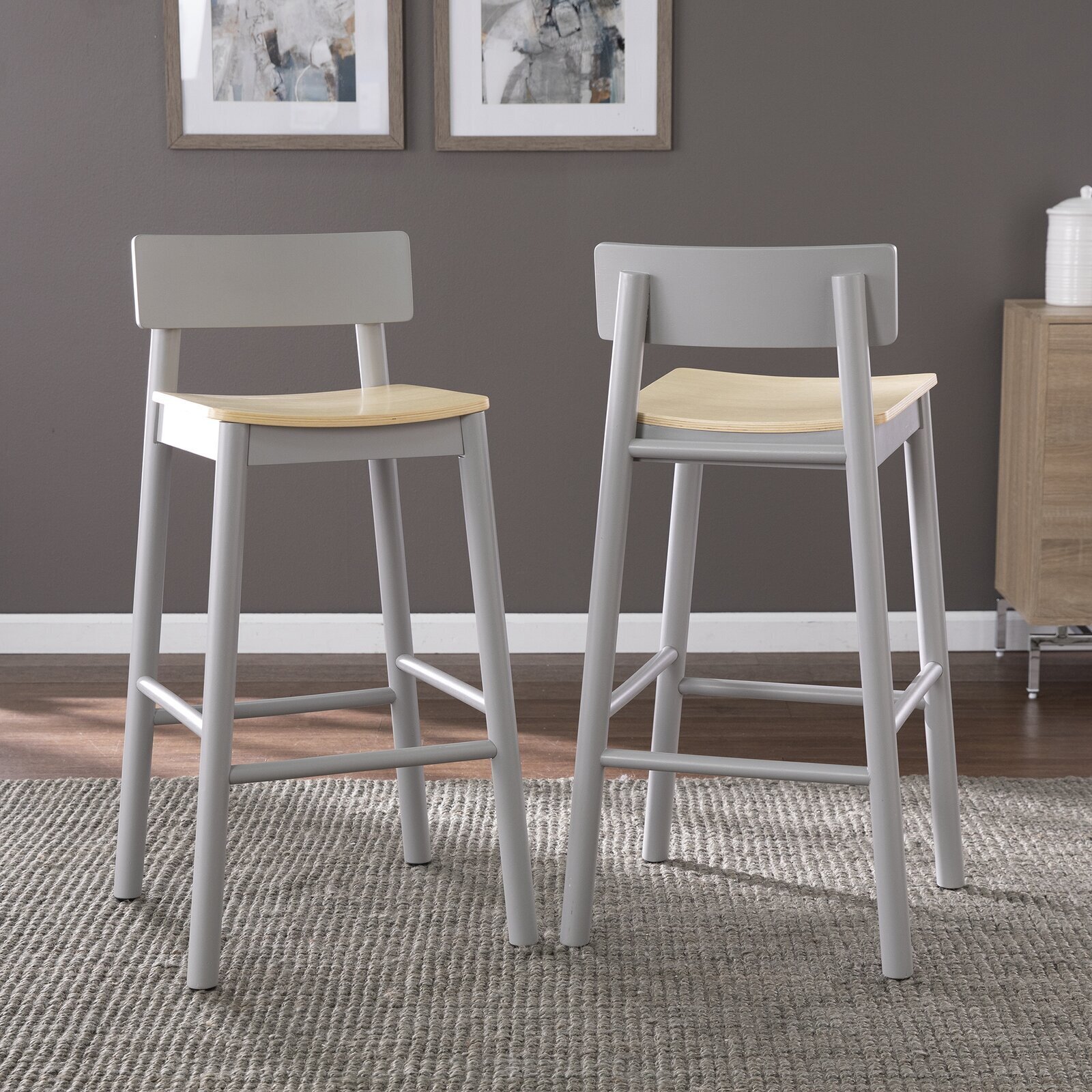 Contemporary wooden bar chairs with backs 