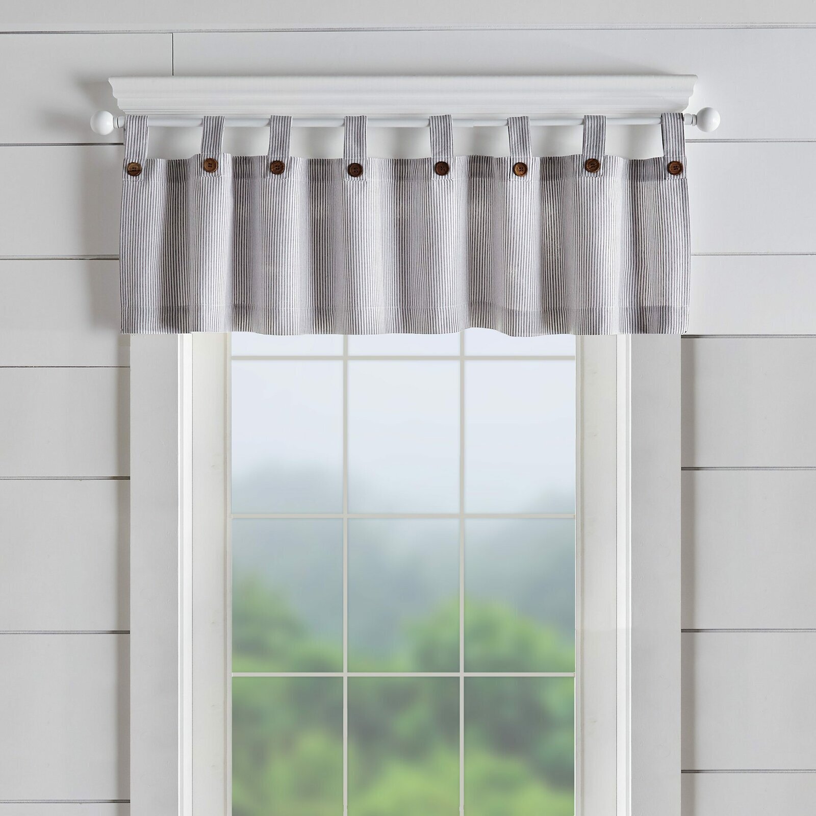 Cotton Striped Valances For Wide Windows 