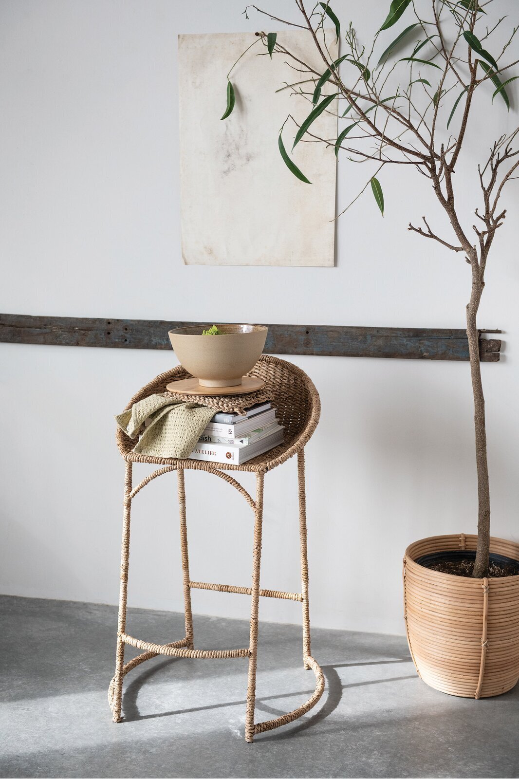 Curved Seagrass Counter Stool