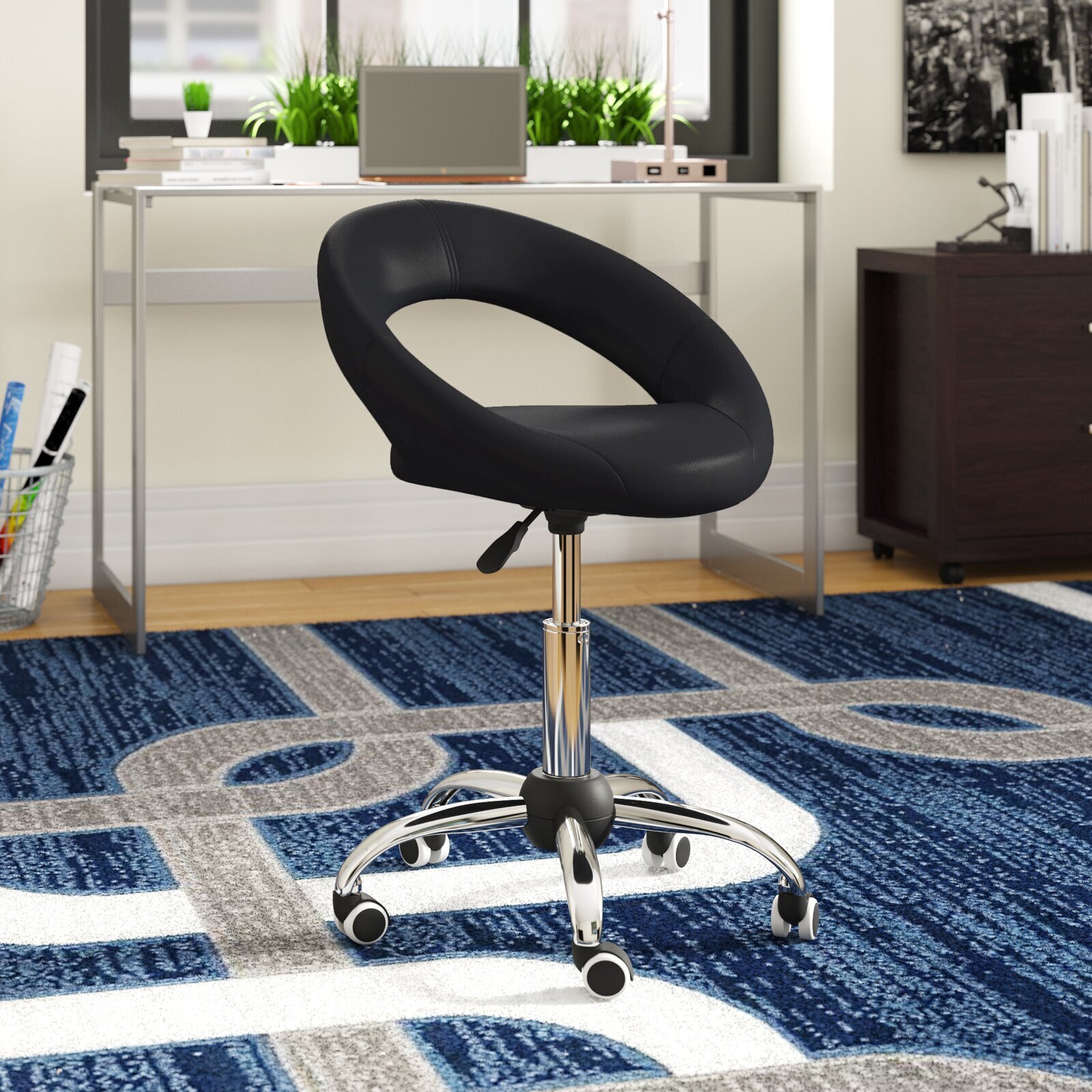 Cutout Counter Height Bar Stool with Wheels