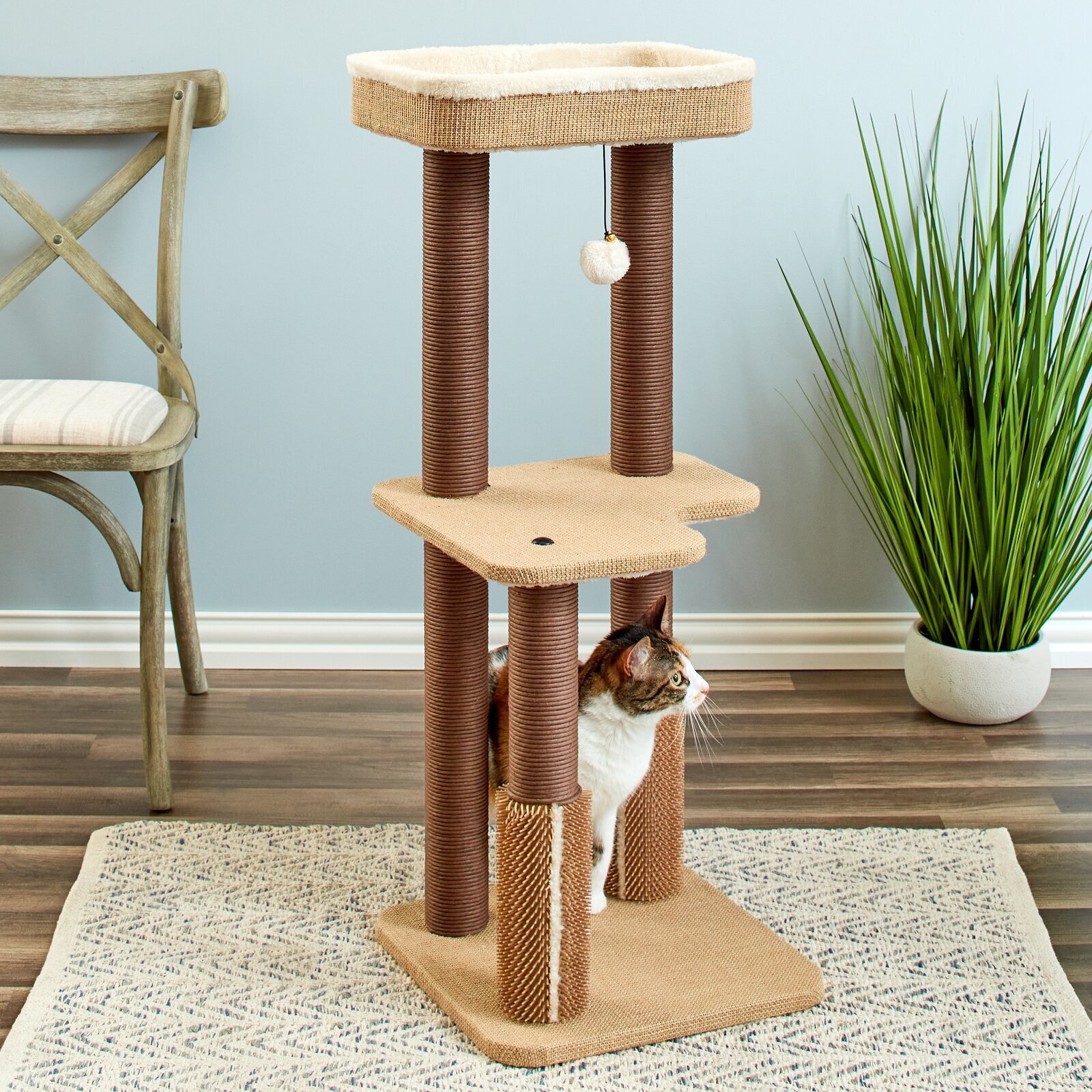 Double Platform Natural Cat Tree
