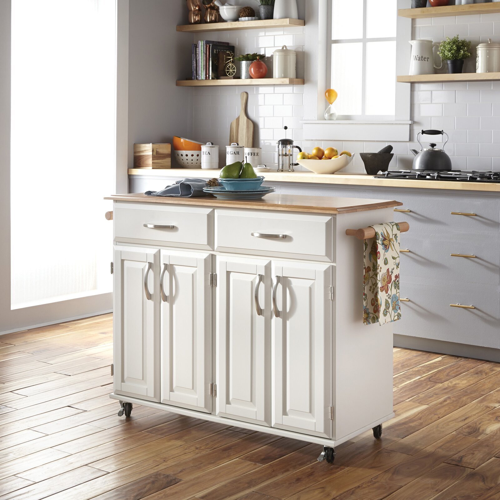 Dual Cabinet Kitchen Island Cart