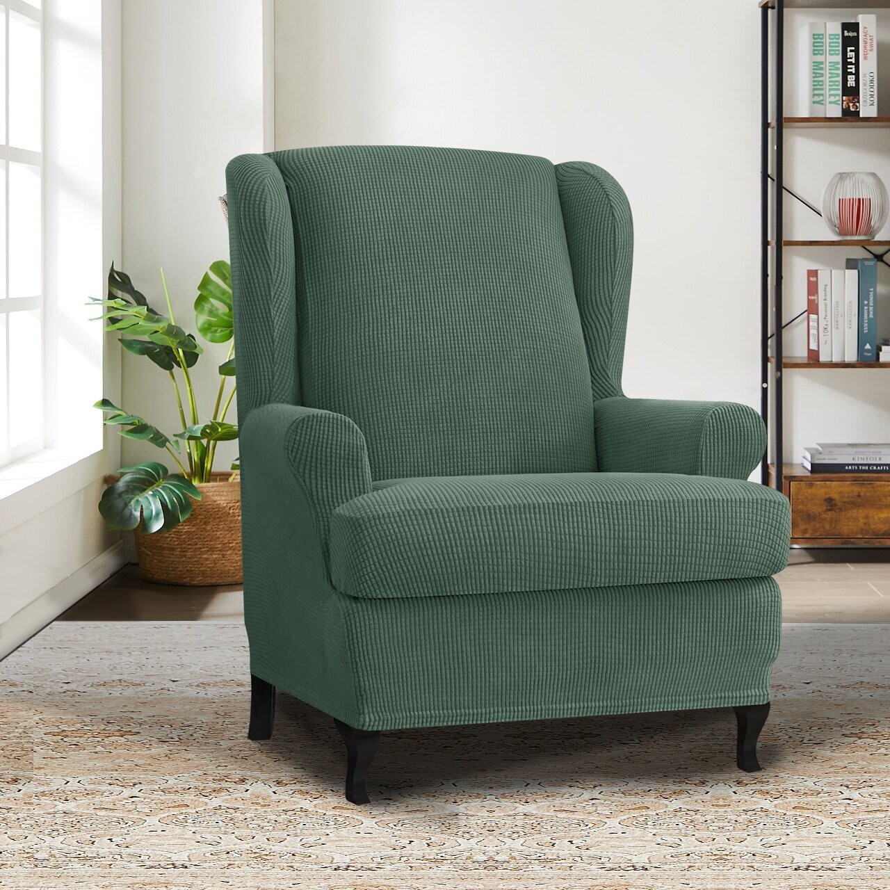 Elastic Textured Wingback Slipcover