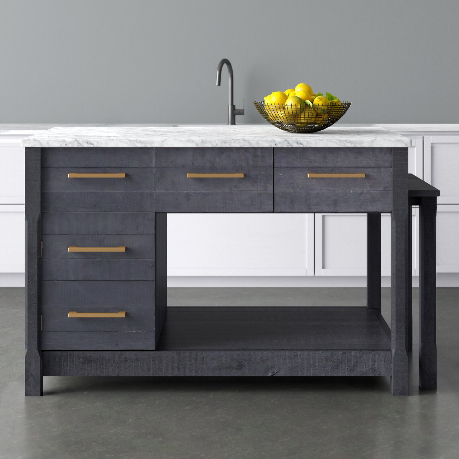 Elegant kitchen island with drawers