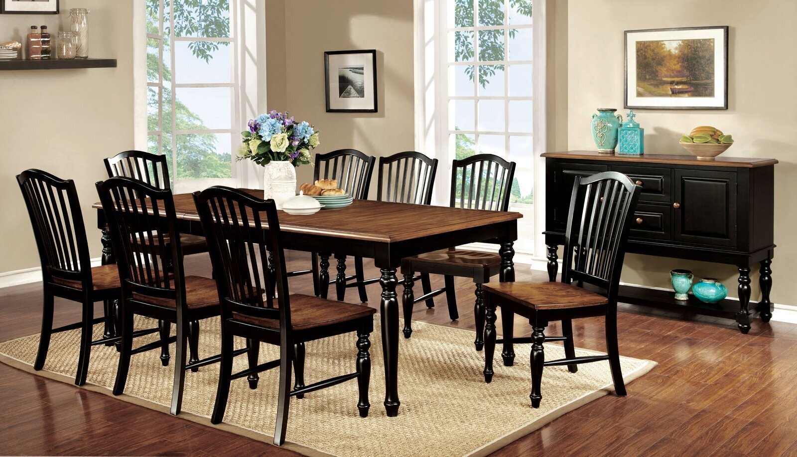 Extendable Dining Set with Windsor Chairs