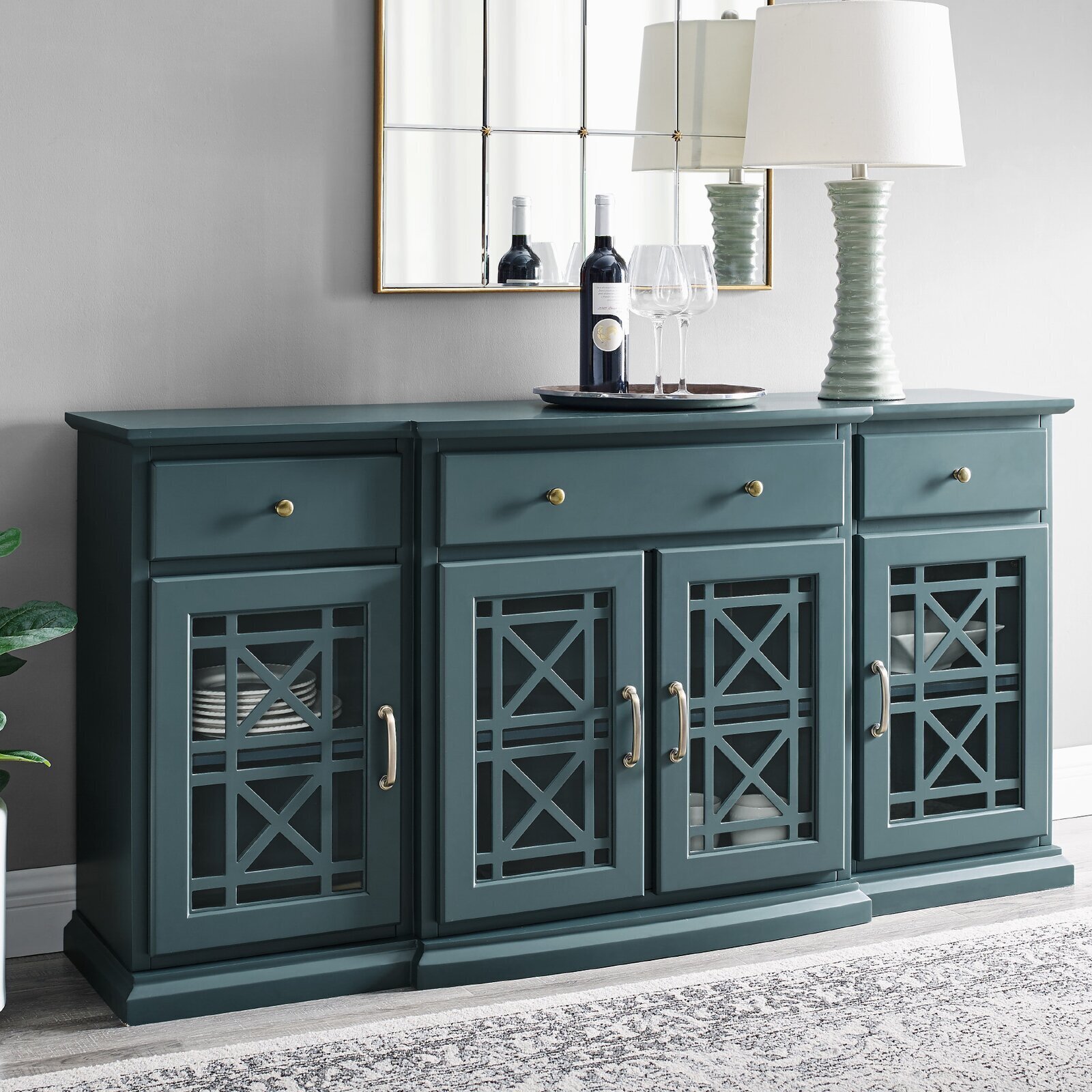 Farmhouse Sideboard with Glass Doors