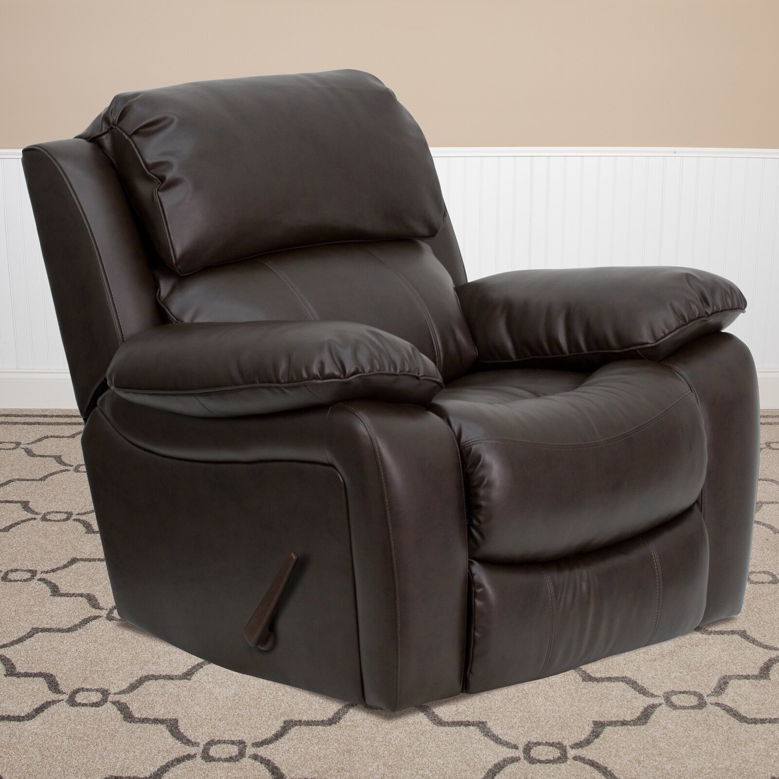 Faux Leather Wide Rocker Recliner