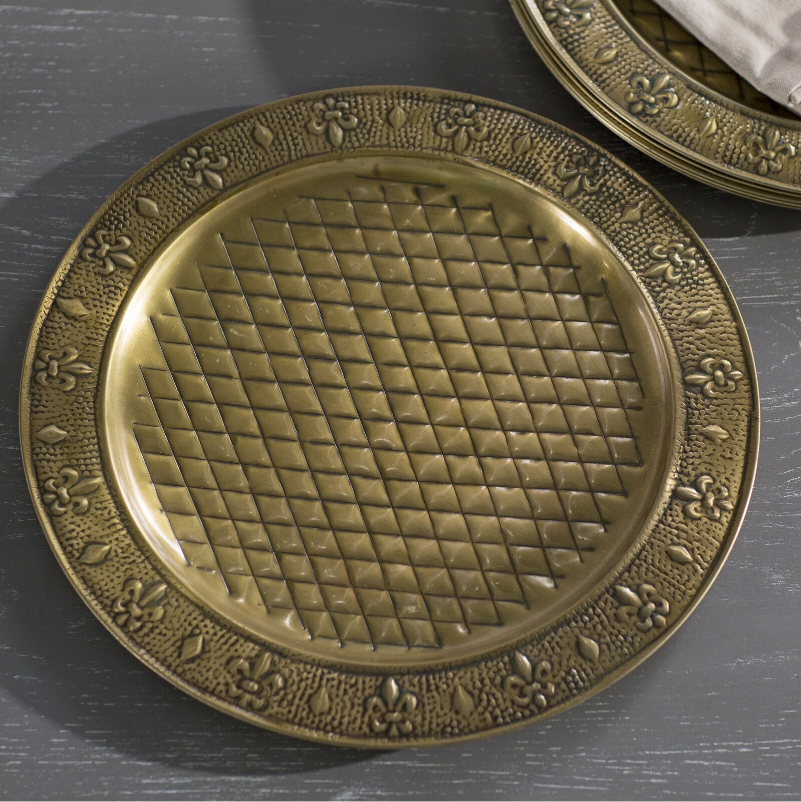 Fleur De Lis Embossed Charger Plates