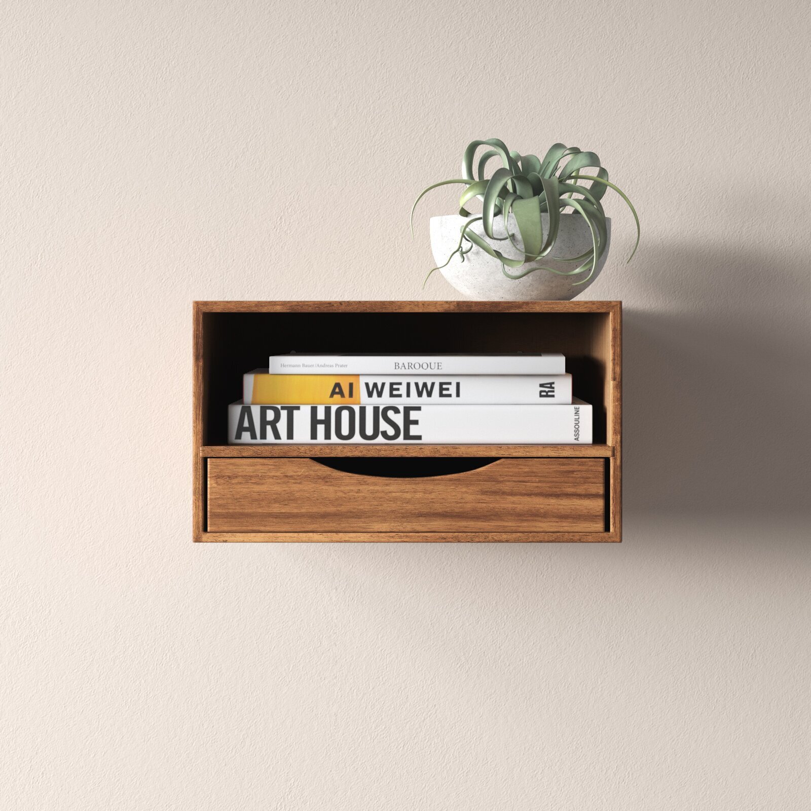 Floating Wall Shelf with Drawers for Nightstand