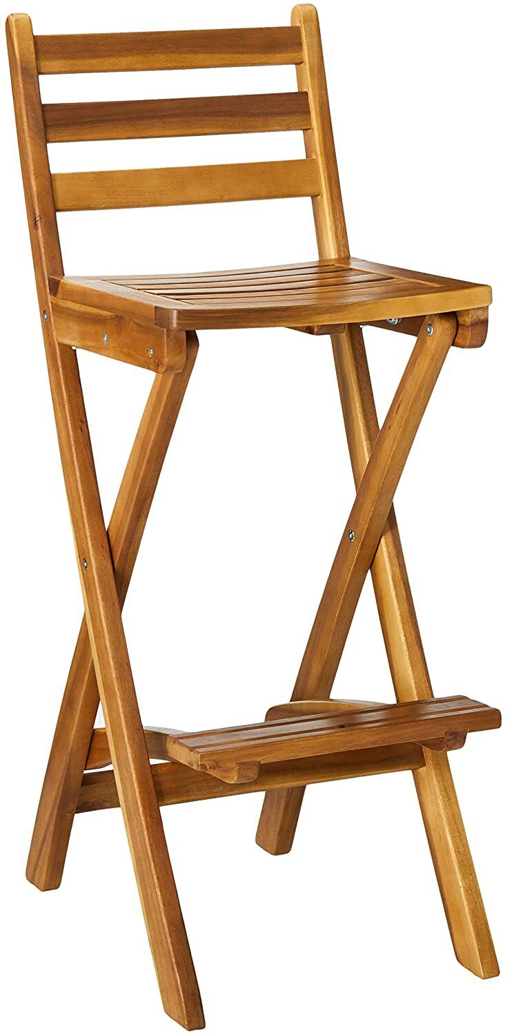Foldable Natural Wood Bar Stool 