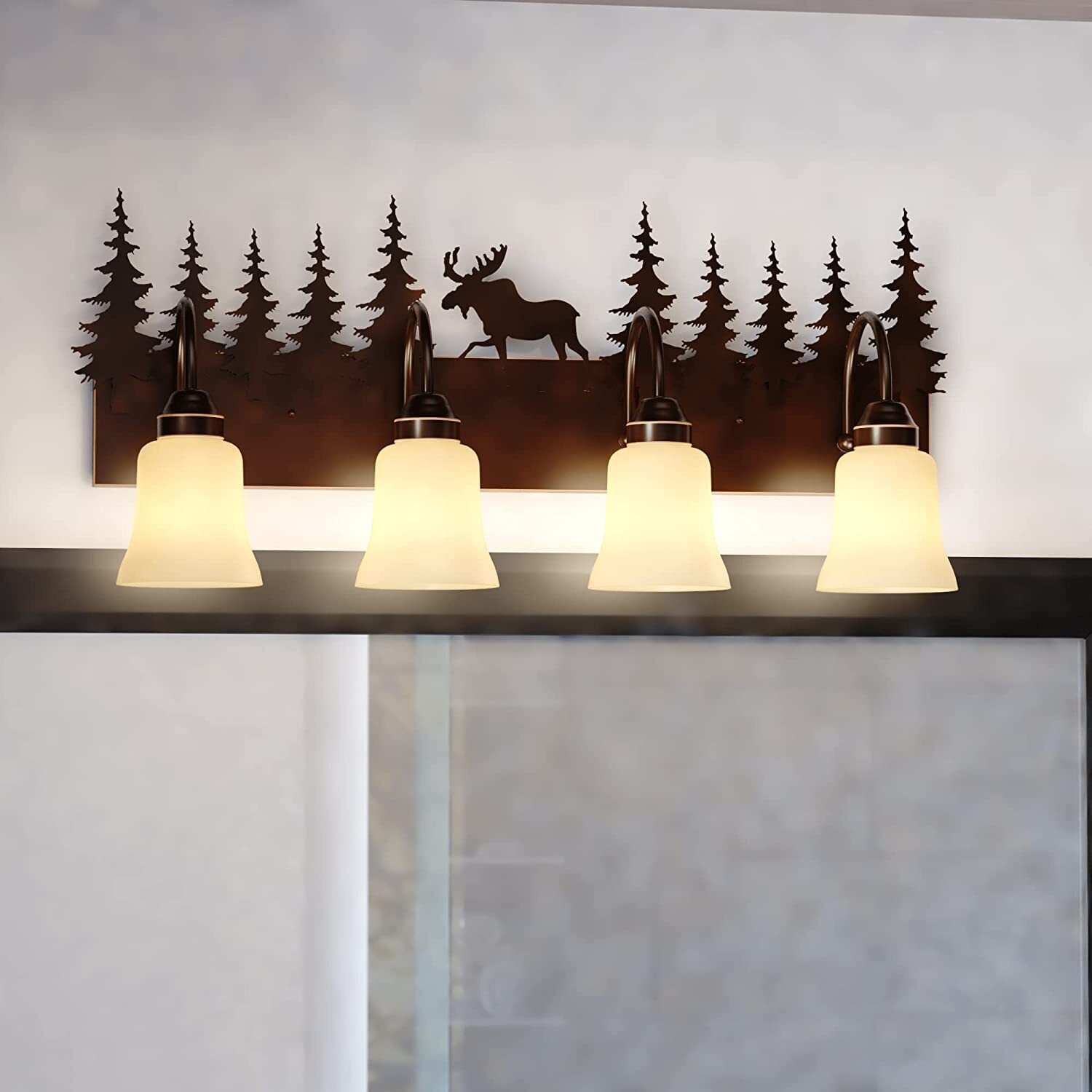 Four Bulb Rustic Bronze Rustic Lamp
