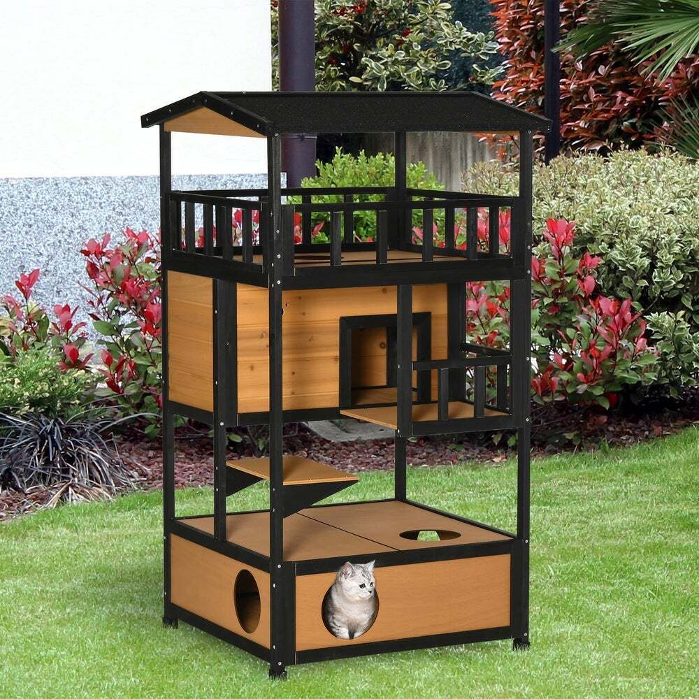 Four Floor Wood Cat Condo