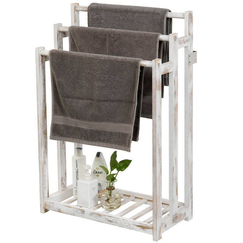 Free Standing Towel Rack with Storage Shelf