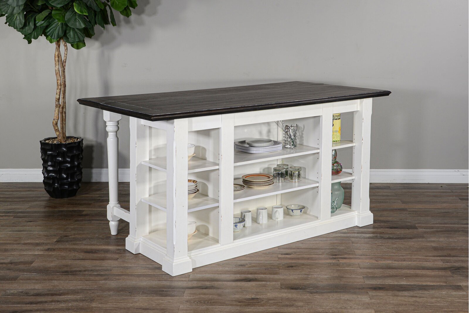 French Cottage Kitchen Island with Drop Leaf