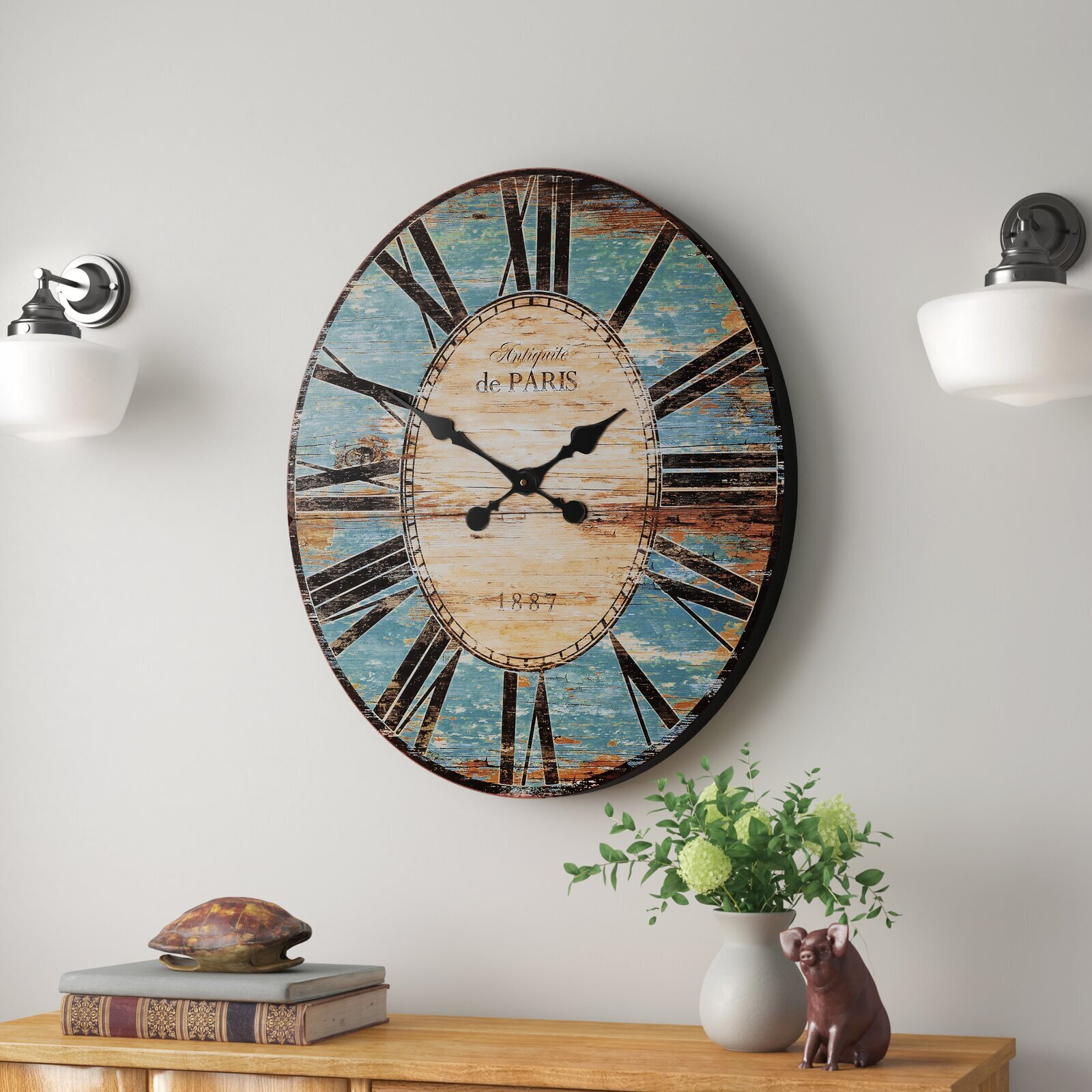 French country wall clock in an accent hue