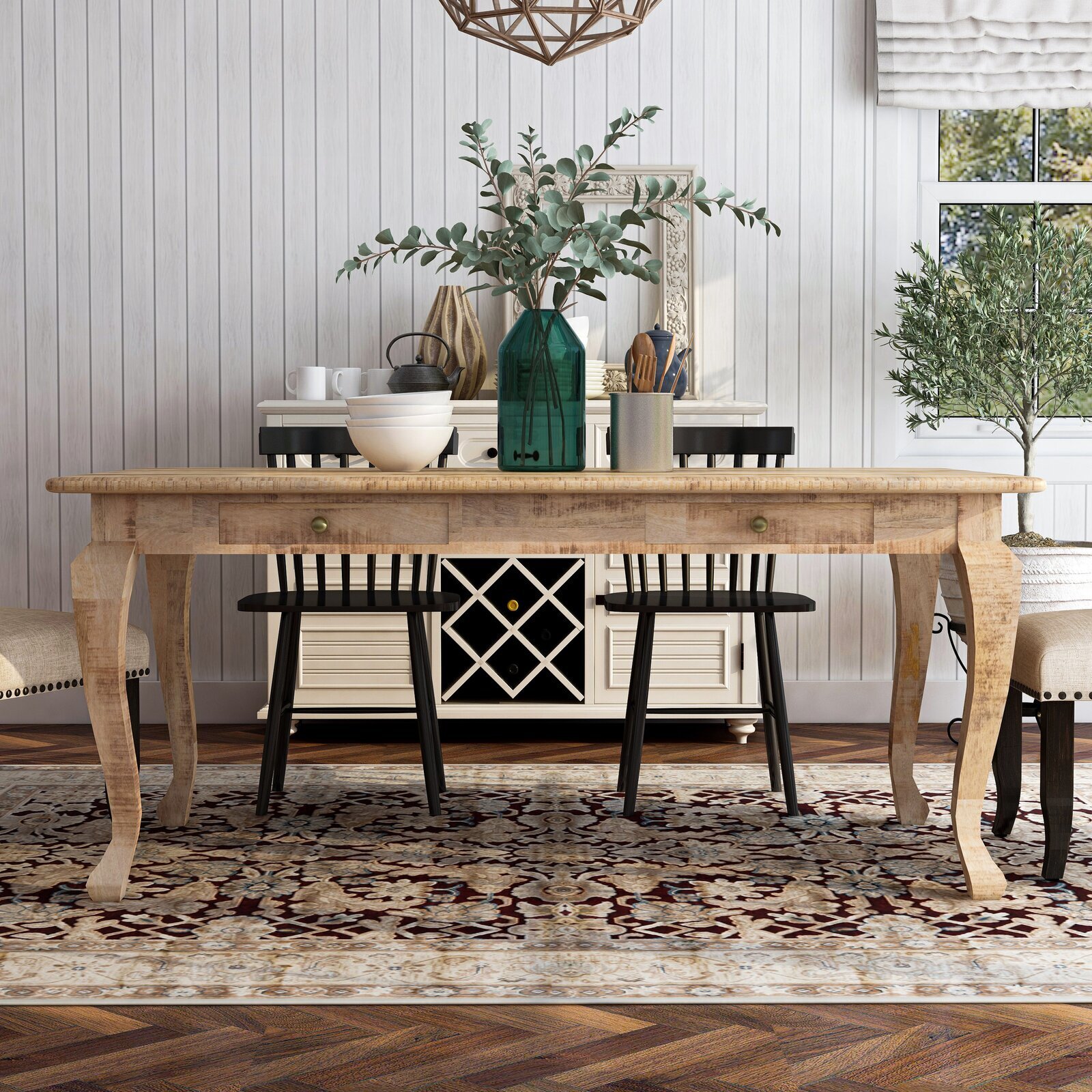French style dining table with drawers