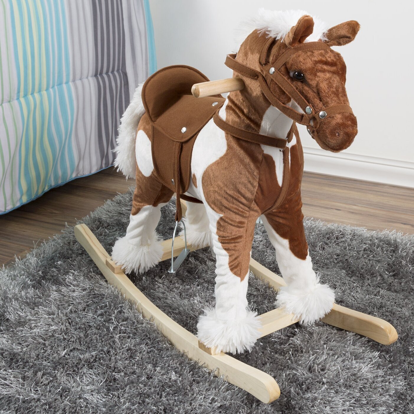 Fur Trimmed Rocking Horse 