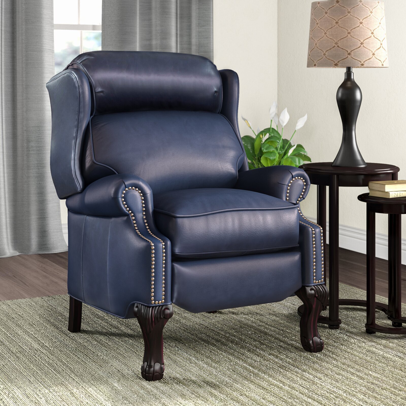 Genuine Leather Queen Anne Recliner 