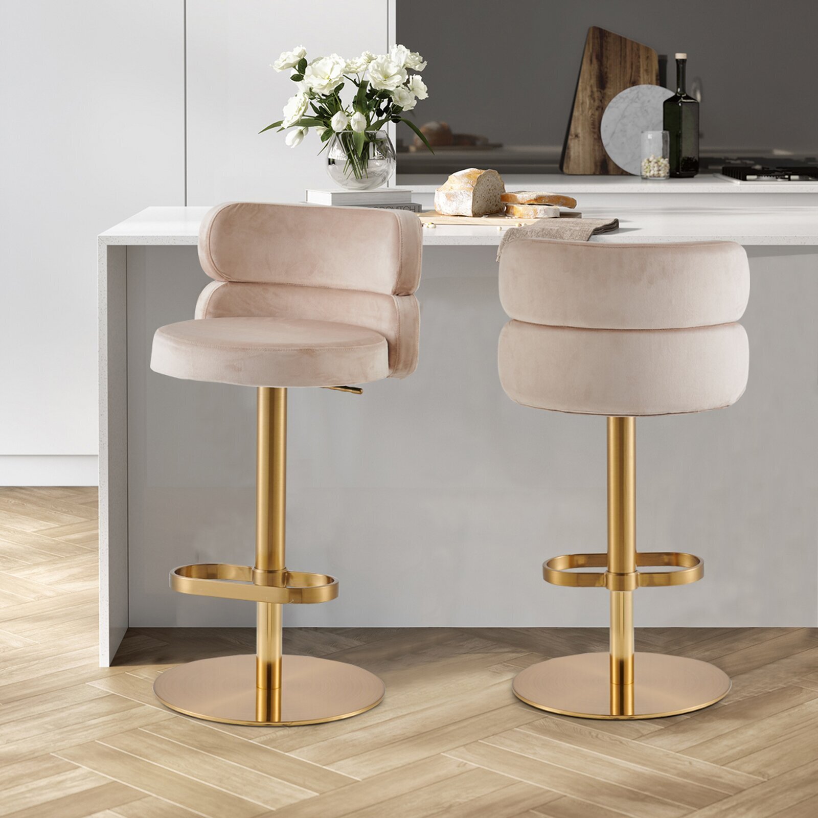 Glam bar stools in cream
