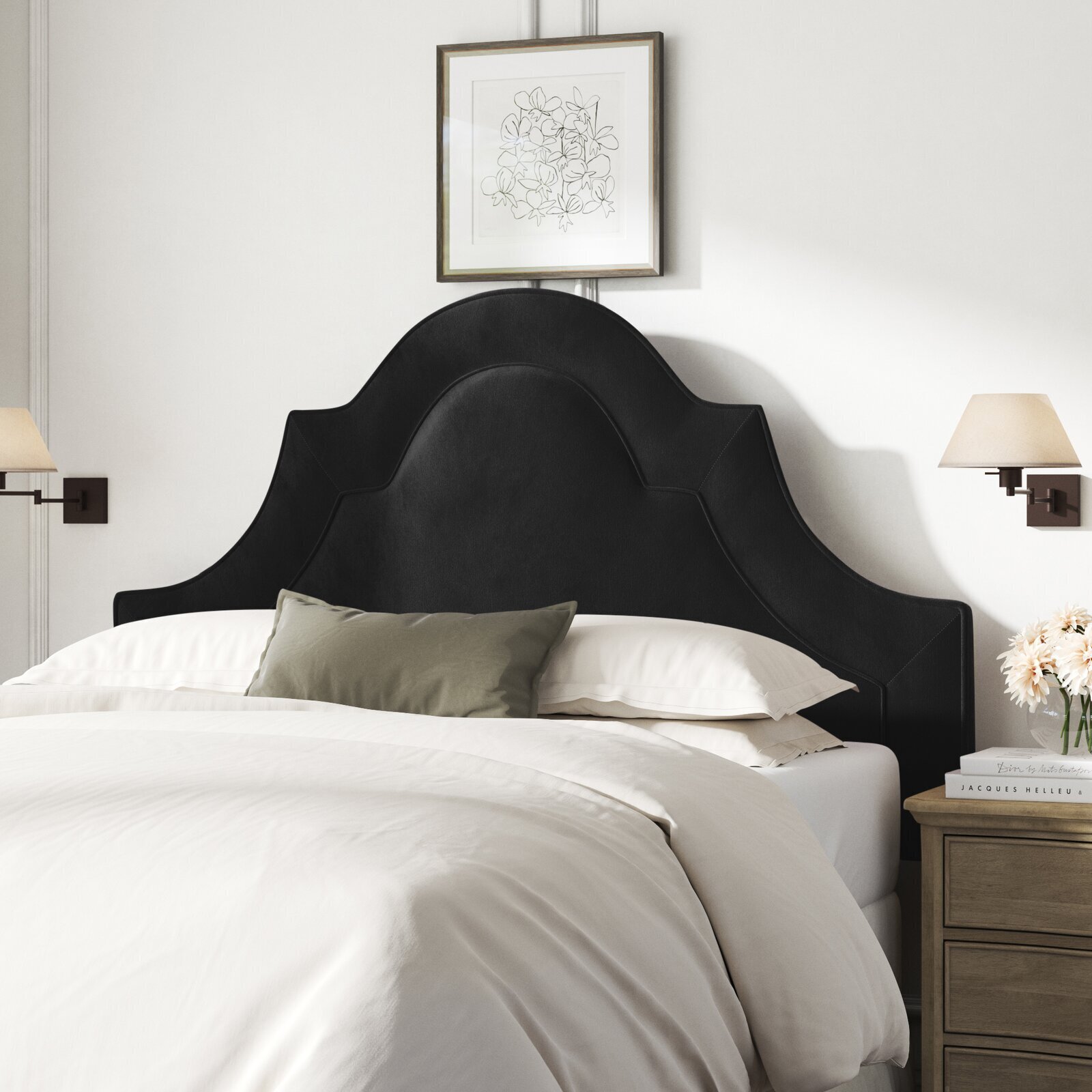 Glam Black Velvet Headboard
