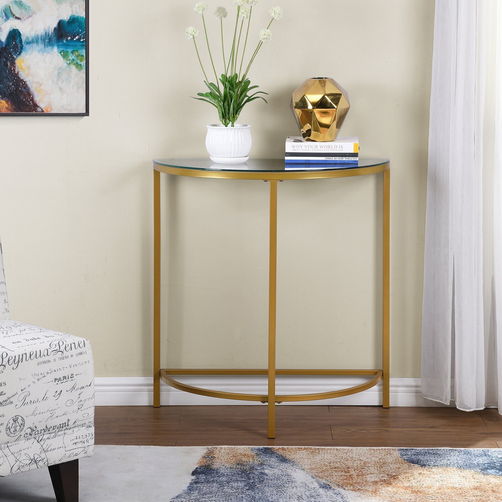 Glamorous Gold Half Circle Table 