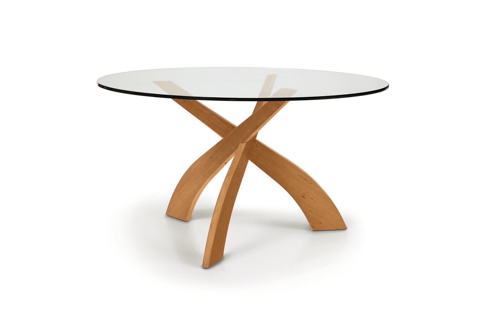 Glass Table With Curved Wood Base